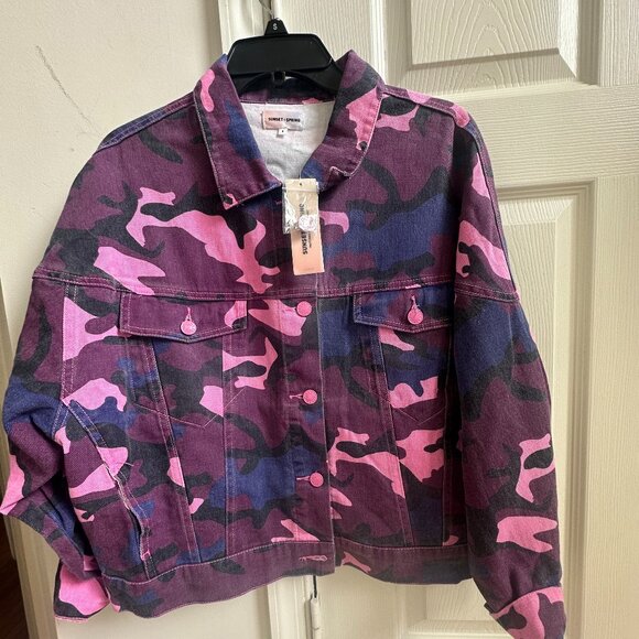The Sunset & Spring denim Camo jacket in pink and purple - Picture 6 of 6